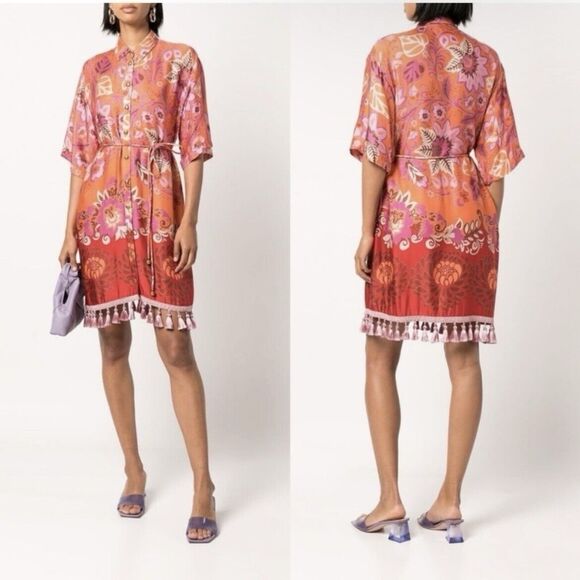 Alexis Emotion Floral Shirt Dress in Orange Blossom Size Small - Picture 3 of 9